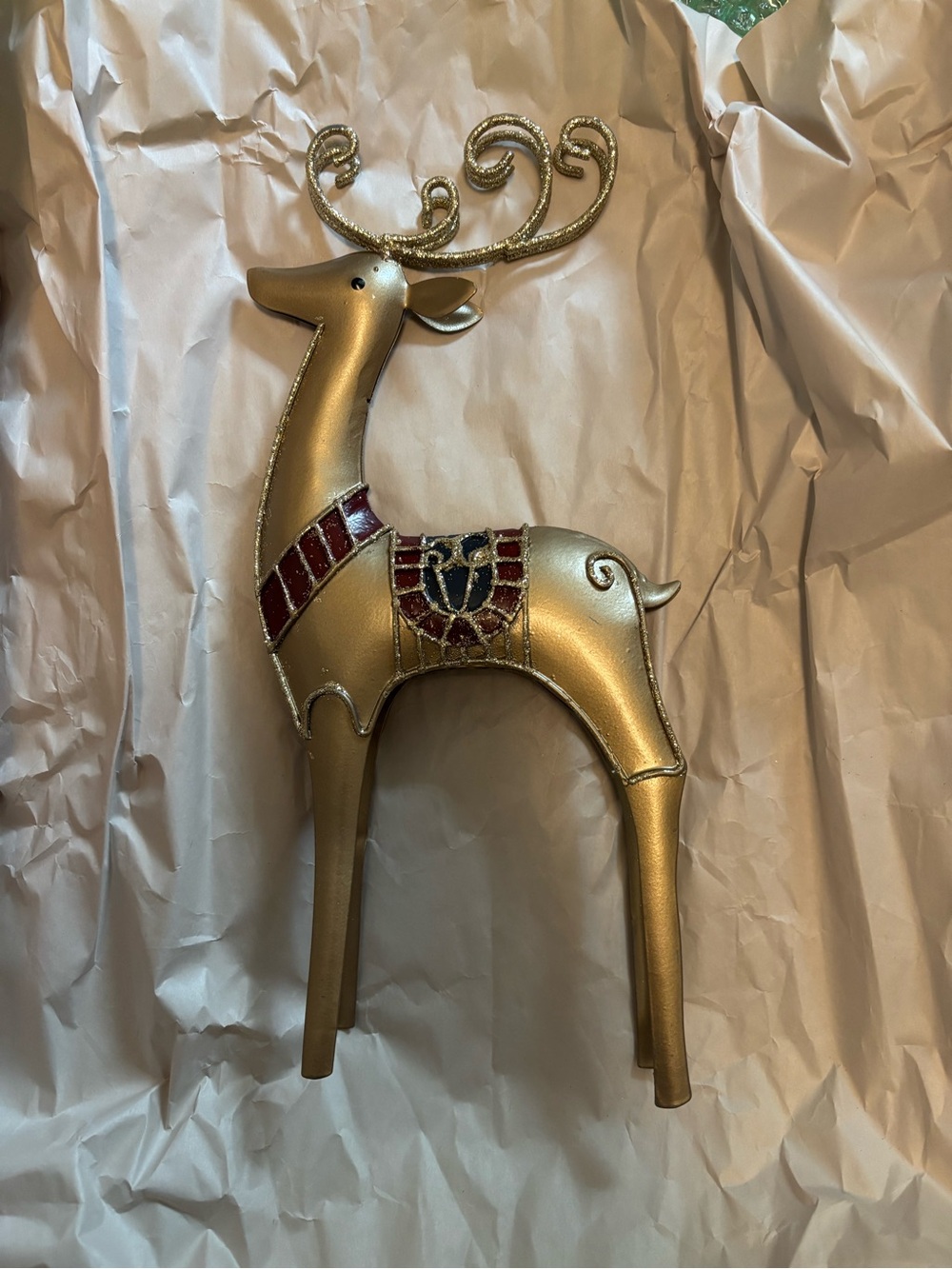 Pair of Gold Decorative Reindeer Statues